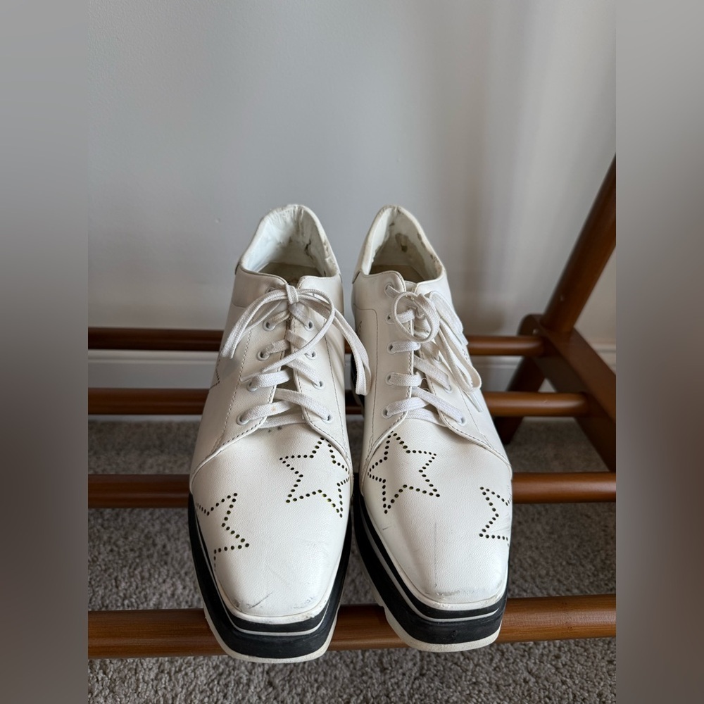 Stella McCartney White and Black Platform Sneakers - Picture 3 of 15
